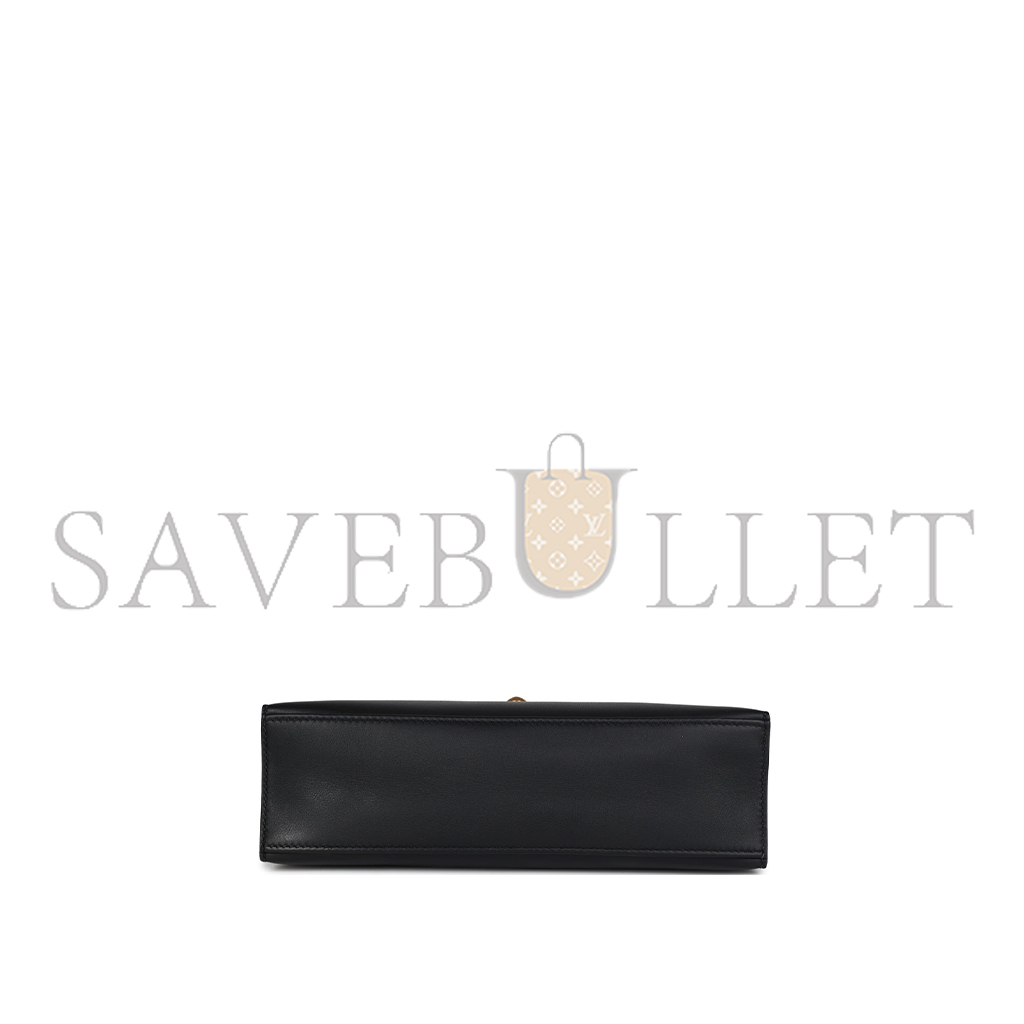 HERMES MASTER KELLY POCHETTE BLACK SWIFT GOLD HARDWARE (22*14*7cm) 